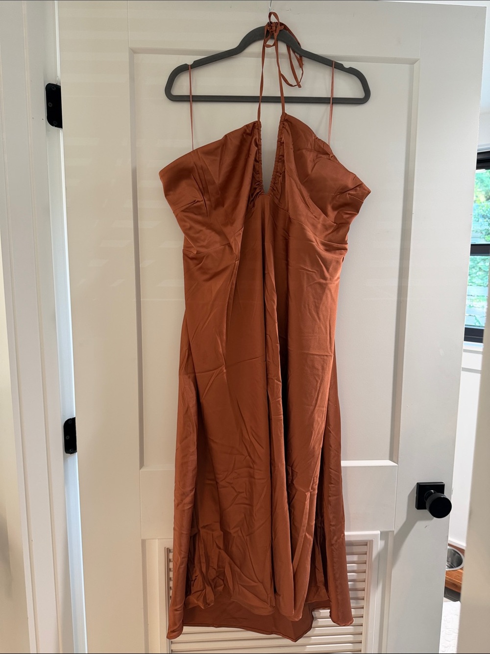 NWT Abercrombie & Fitch Rust Halter Slip Midi Formal Dress